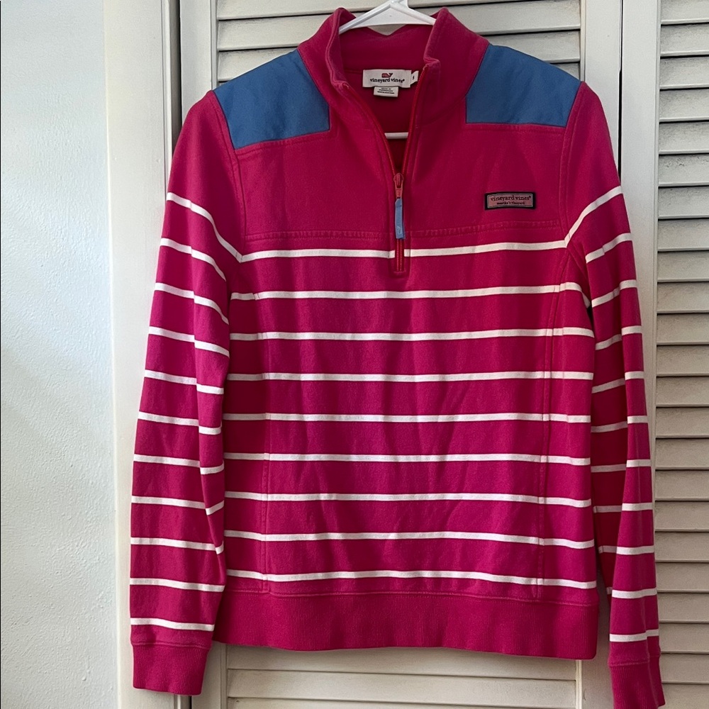 Vineyard Vines Pink and Blue Striped Pullover